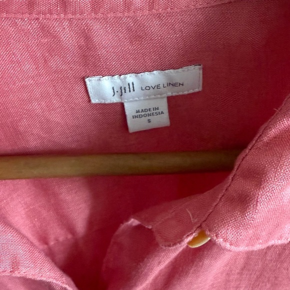 J.Jill Pink Coral Linen Button Down Loose Shirt - Picture 6 of 6